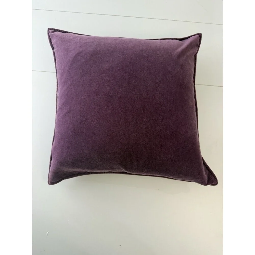 Crate & Barrel Tempo Amethyst Velvet 20x20 Decorative Pillow W/ Feather Insert